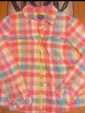 Women's Pendleton Button Down Shirt Linen Cotton Spring Lightweight Floral